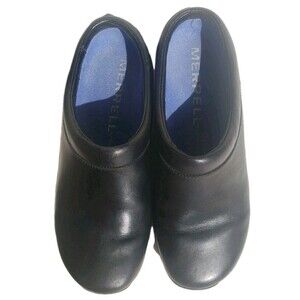 Merrell Encore Women's Sz 8 Black Leather Comfort Clog Slip-On Shoes J60470